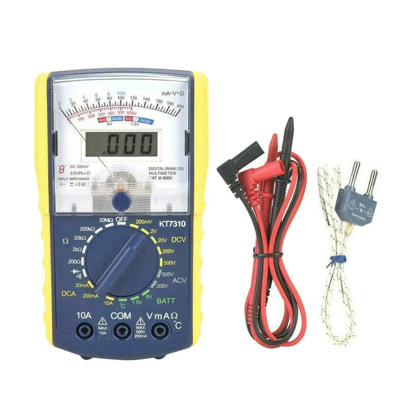 1Piece KT7310 High Precision Handheld Dual Display Analog Digital Multimeter Gauge LCD Digital Multimeter Tester Voltmeter