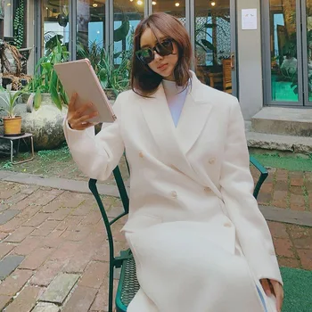 

Soft double-side wool long coat for women 2020 new women winter coats warm over knee length overcoat with pockets