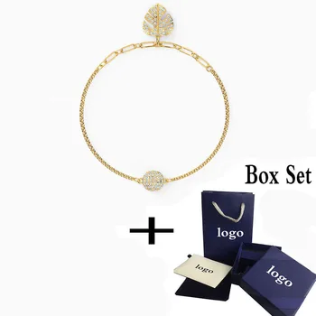 

SWA Fashion Accessories 2020 New REMIX COLLECTION Tropical Leaf STRAND Bracelet Leaf Decoration Ladies Fashion Romantic Gift