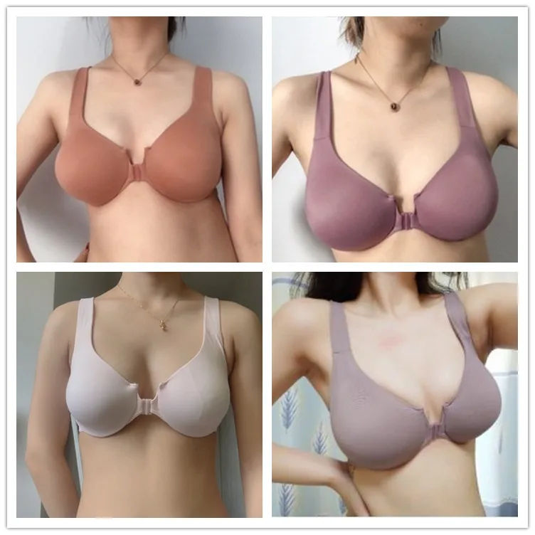 Women's Comfort Seamless Full Coverage Non-Foam Underwire Racerback Front Closure Bra Plus Size low back bra