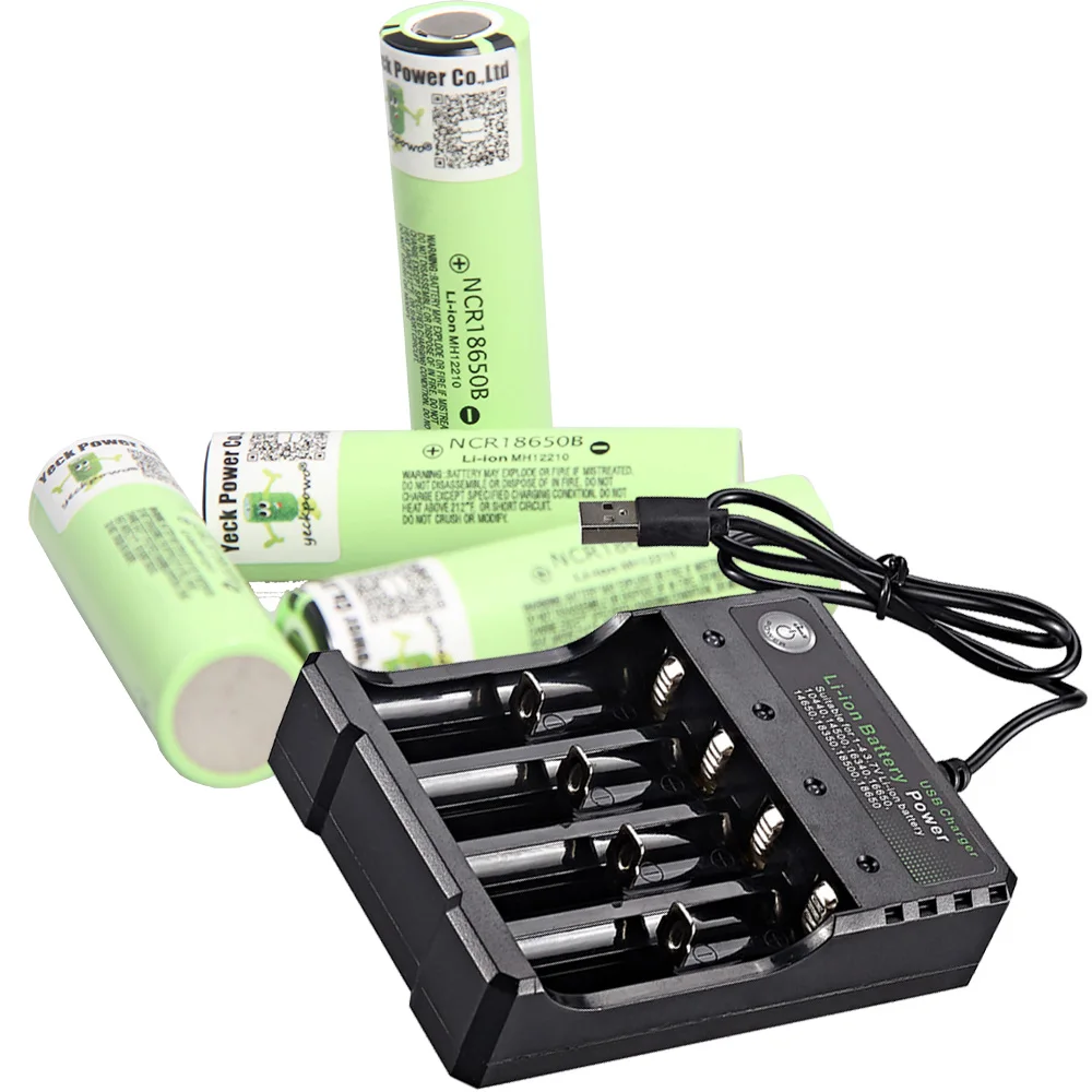 18650 battery li-ion rechargeable batteries ion 3400mah 3.7V akkumulator flat top charger | Электроника