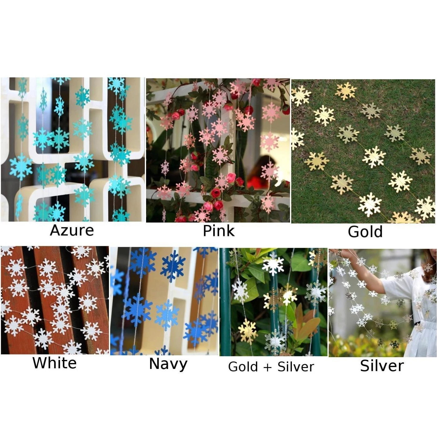 4M Snowflake Flag String Winter Christmas Party Home Decoration Optional Color New Arrivals