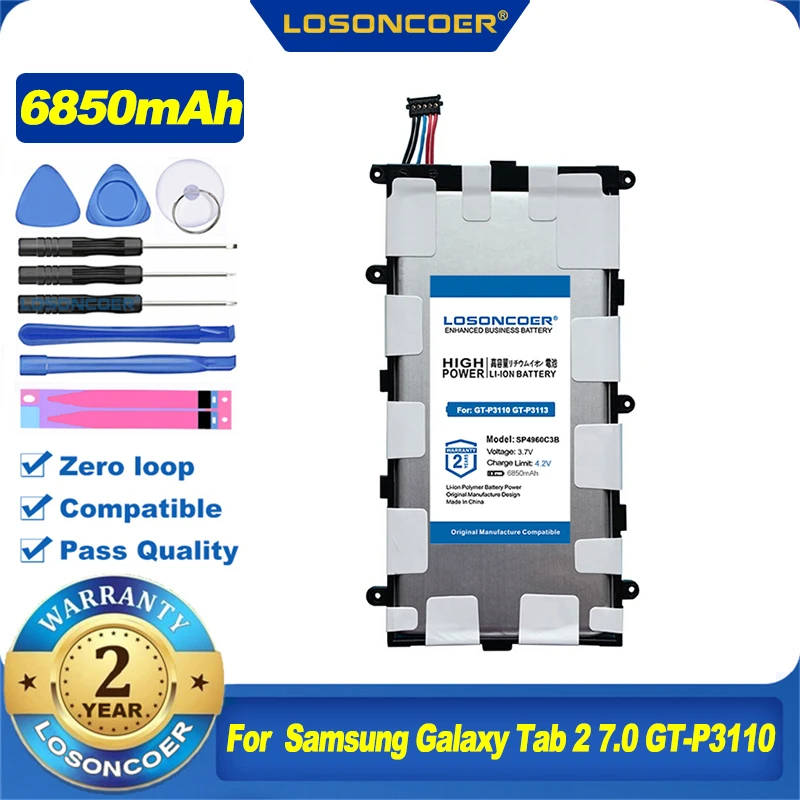 100% Original LOSONCOER SP4960C3B 6850mAh Battery For Samsung Galaxy Tab 2 7.0 GT-P3110 GT-P3113 P3100 P3110 P6200 P3113 P6210 | Компьютеры