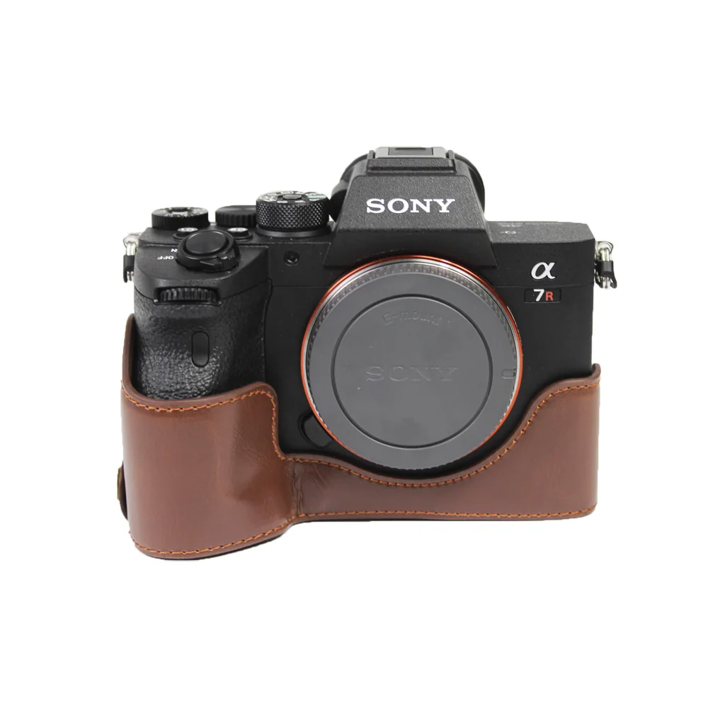 coffee Чехол для камеры из искусственной кожи для sony A7R4 A7R IV A7R Mark IV, защитный чехол на половину тела, чехол для камеры - Цвет: coffee