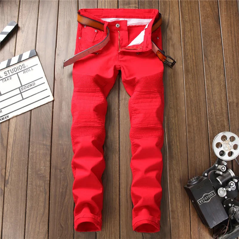 Red Men Jeans Skinny Jean Homme Denim Spijkerbroeken Heren Biker Stretch Pants Trousers Slim Fit Vaqueros Hombre Warm Calca Red Men Jeans Skinny Jean Homme Denim Spijkerbroeken Heren Biker Stretch Pants Trousers Slim Fit Vaqueros Hombre Warm Calca
