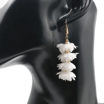 

Women's earrings new hot sale fabric flower earrings creative multi-layer tassel bohemian exaggerated pendant earrings jewelry