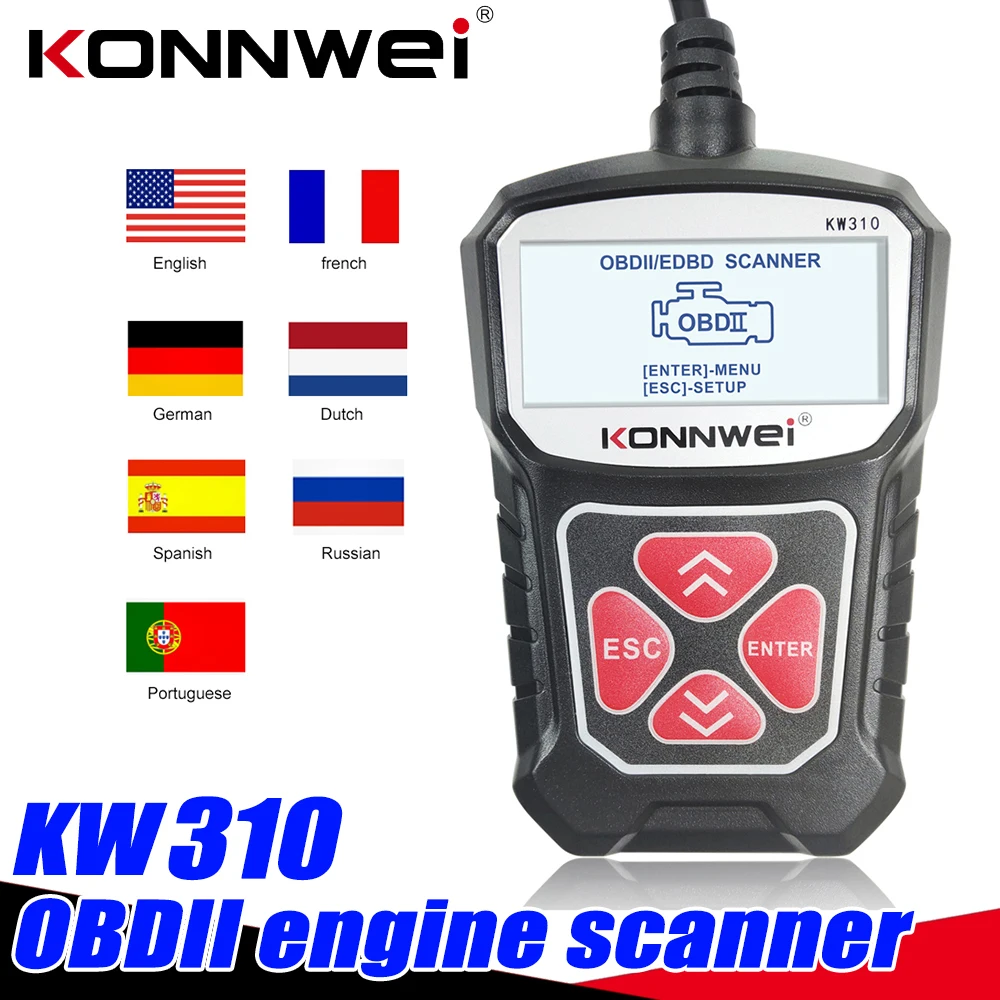 Автомобильный диагностический сканер KONNWEI KW310 OBD2 устройство для считывания кодов