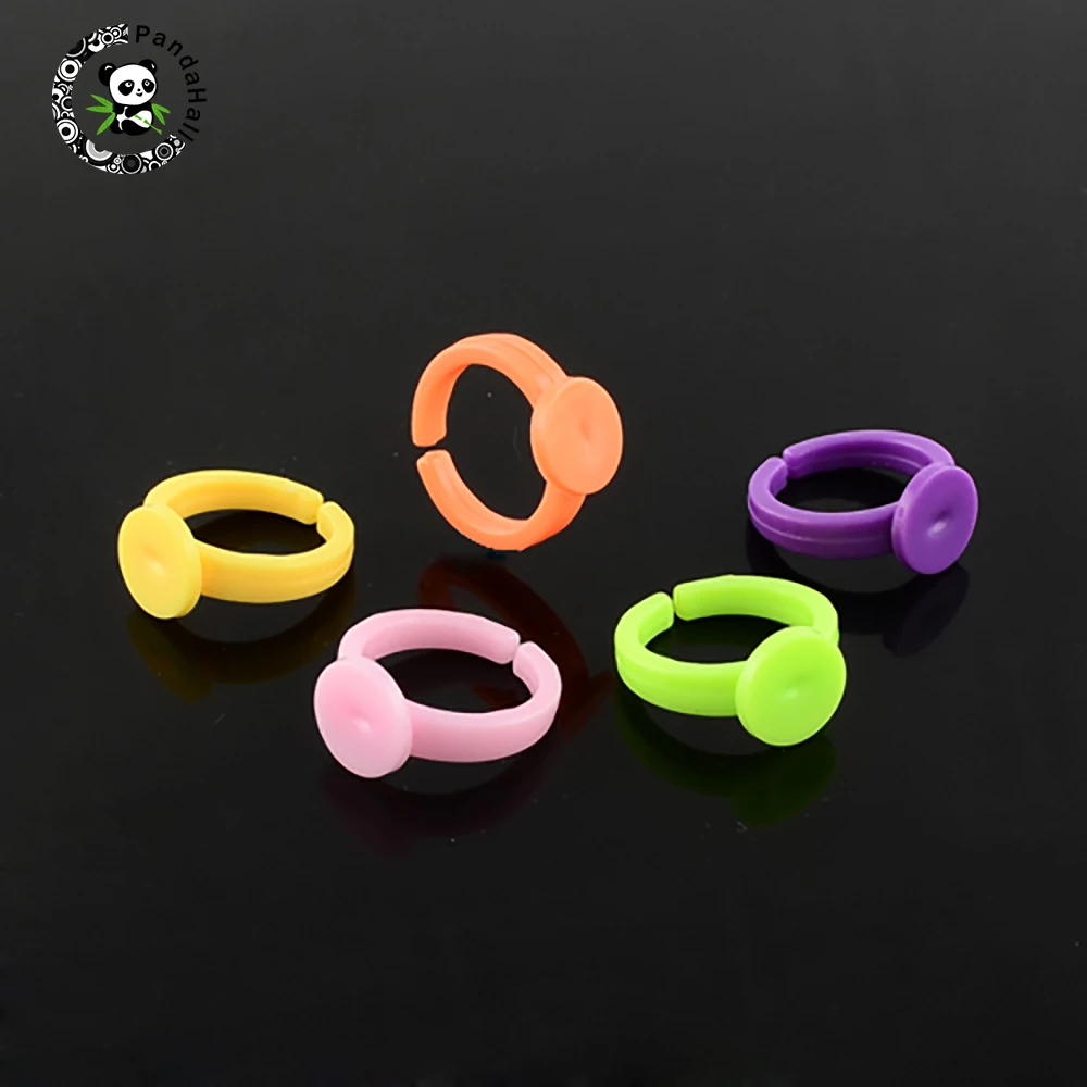 

14mm Adjustable Colorful Acrylic Ring Components for Kids,Pad Ring Base Settings Accessories,Tray: 9mm