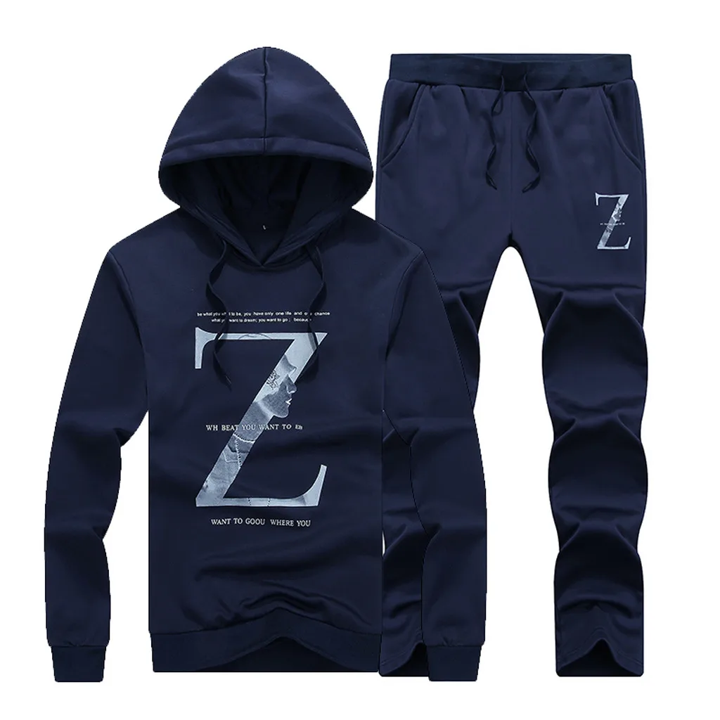 dark blue Спортивный костюм для бега homme спортивный костюм для мужчин комплект пуловер с капюшоном топы и брюки спортивные tuta uomo d91023 - Цвет: dark blue