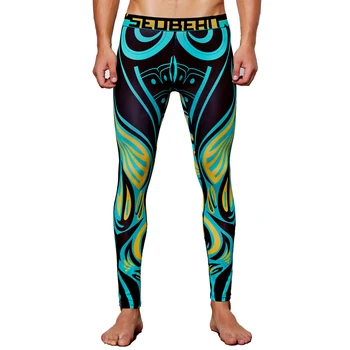 

Sexy Men Long Johns Polyester Thermal Underwear Bottoms Elastic Leggins Peking Opera Facial Masks Printed Thermal Pants Tights