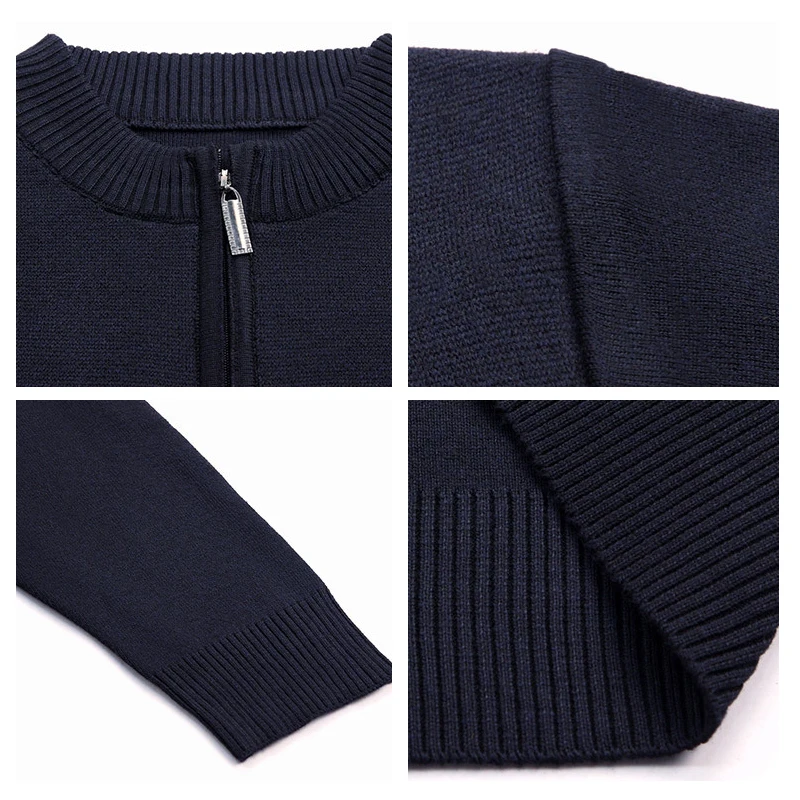 Flash Sale Winter New Men?s Fashion Zipper Color Blocking Thickened Sweater Casual Fit Round Neck Warm Bottoming Mens Sweaters for 2020