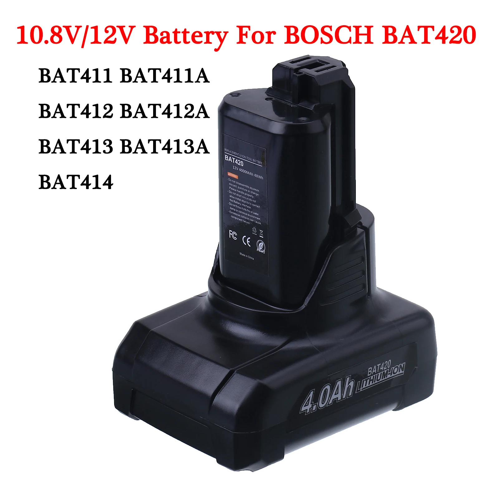 4. Batteria Di Ricambio Bat420 0Ah/6.0Ah Per Elettroutensili A Batteria Bosch Bat411 12 Volt Max Bat412A 2607336013 2607336014