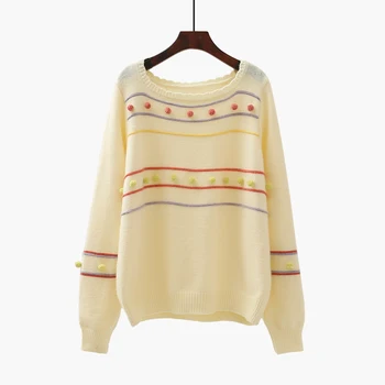 

Polka Dot Knitted Women Sweater And Pullovers Long-Sleeved Casual Female Pulls Outwear Coats Tops