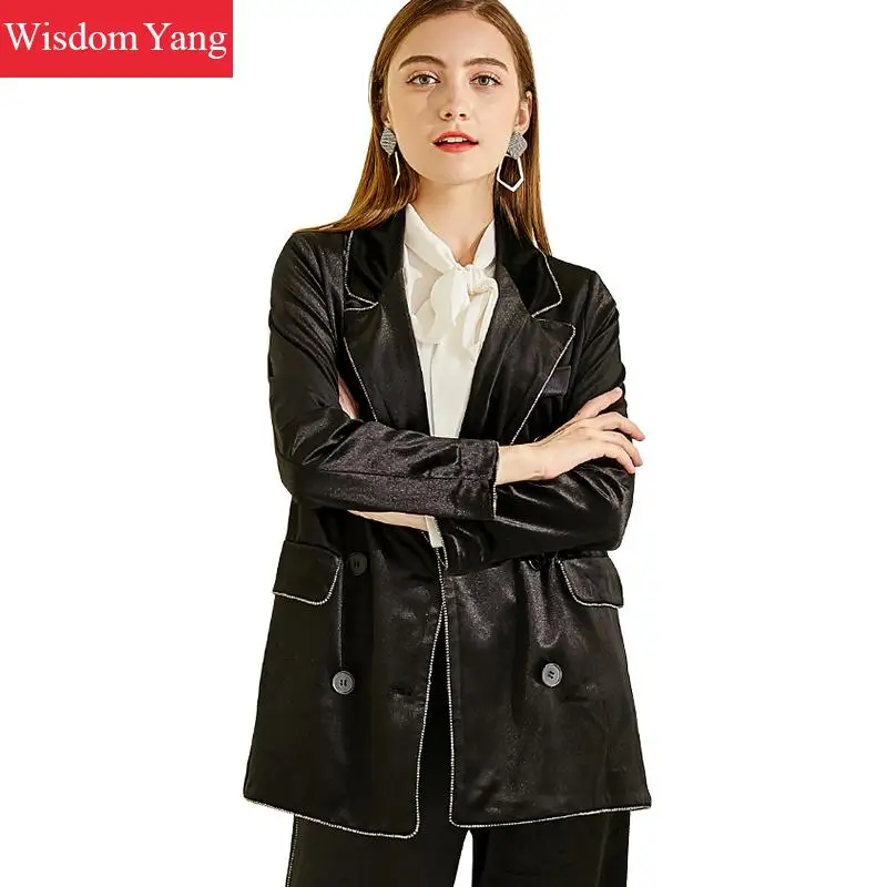 Great Value Elegant Suit Jacket Womens Black Ol Fashion Korean Coats Vintage Female Business Coats Jackets Office Ladies Outerwear Overcoat