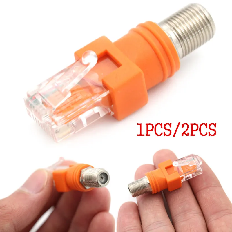 Hot! One Or 2pcs F-Type Connectors RF Female To RJ45 Male Coaxial Barrel Coupler Adapter Coax Adapter, RJ45 To RF Connectors