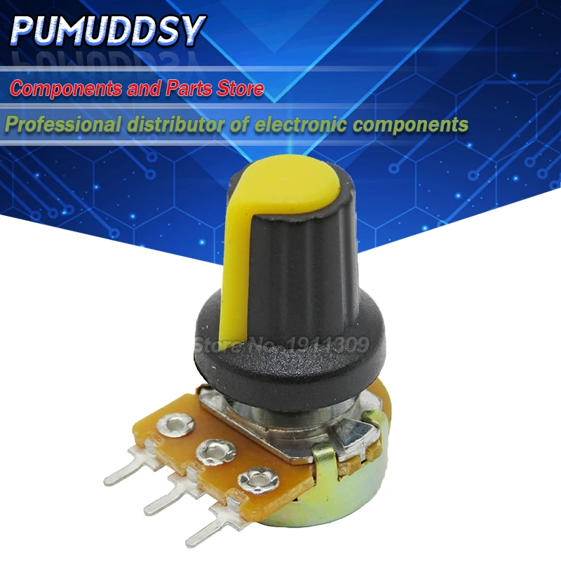 

10 pair(20pcs) WH148 Shaft Amplifier Dual Stereo Potentiometer 3Pin 15mm + AG2 yellow 15*17MM Knob 1K 5K 10K 50K 100K 500K 250K