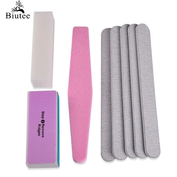 

Biutee 8PCS/Lot Wooden Nail File Set 100/180 Sanding Buffer Block Pedicure Professiona Tools Nail Files For Gel Nails Grey