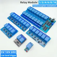 5/12/24V 1/2/4/6/8/16 modulo relè 8 canali, con uscita relè accoppiatore ottico 1 2 4 6 modulo relè 8 canali trigger basso livello