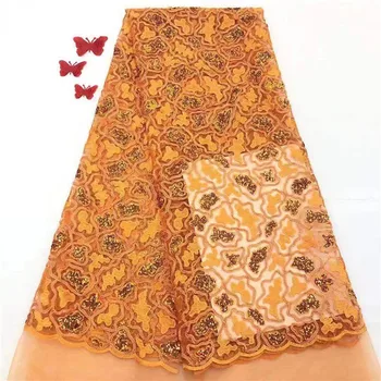 

2019 Latest African French Lace Fabric High Quality Tulle Net Lace Fabric 5 Yard Embroidery Nigerian Lace Fabric For Women dress