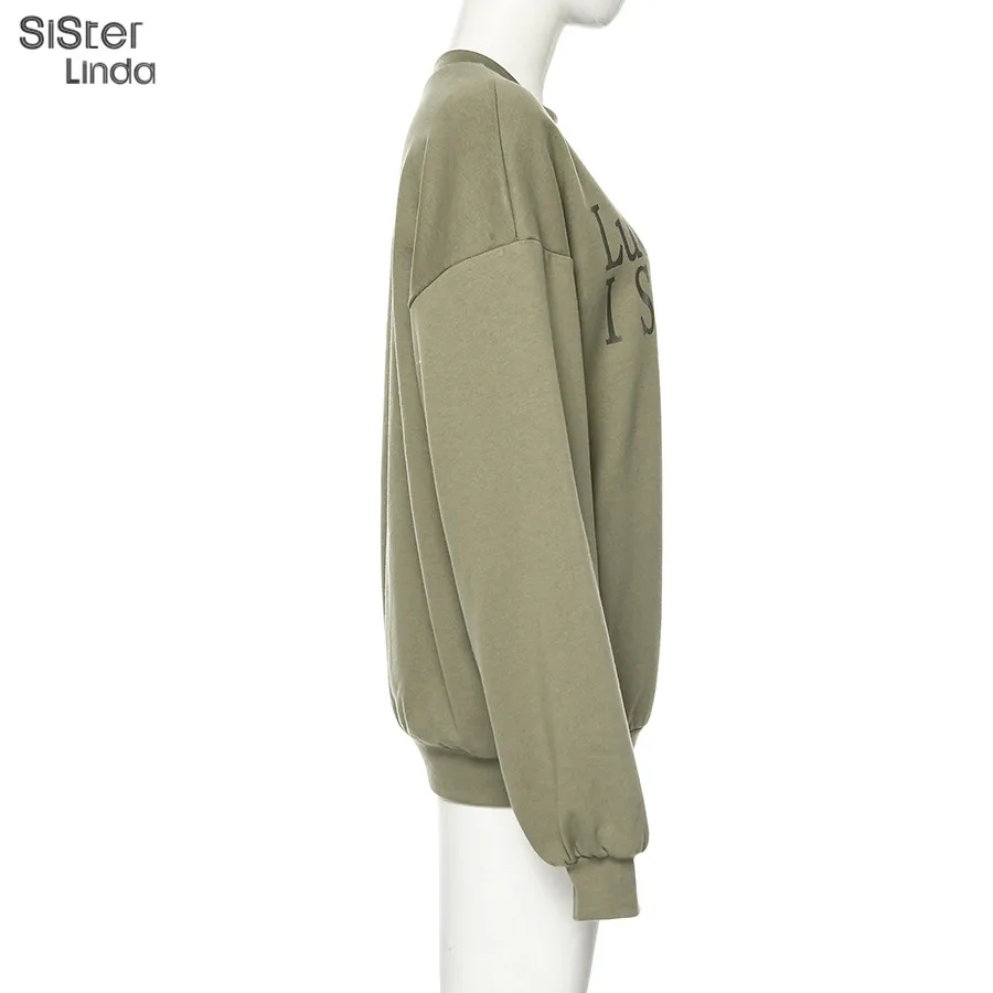 Sisterlinda, ретро свободное зимнее пальто для отдыха, Женская толстовка с капюшоном, осень, модная повседневная одежда с буквенным принтом, женские пальто и куртки