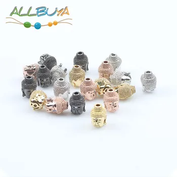 

High Quality Gold Silver Color CZ Buddha Head Beads for Jewelry Making DIY Handmade Bracelet Necklace Accessoires Spacer Beads