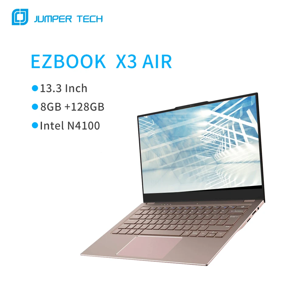 Jumper-ordenador portátil ultradelgado con pantalla IPS de 13,3 pulgadas, Notebook X3 Air 8GB128GB Intel N4100 Quad Core Win 10, 1920x1080