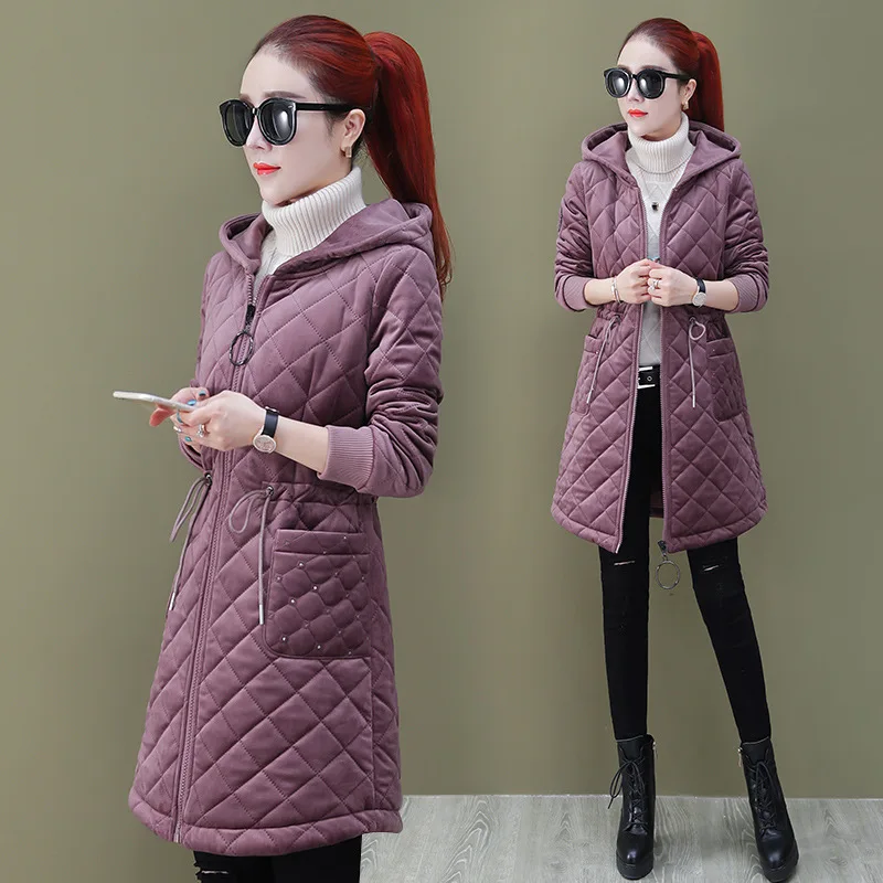 

2019 Autumn & Winter New Style Korean-style Mid-length Hoodie Padded plus Velvet Loose Cotton Overcoat Women's Western Style Cot