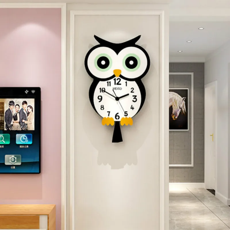 

OWL Cartoon Cute Clock Bedroom Noiseless Kids Clock Cool Creative Clocks Living Room hello kitty wall digital clock