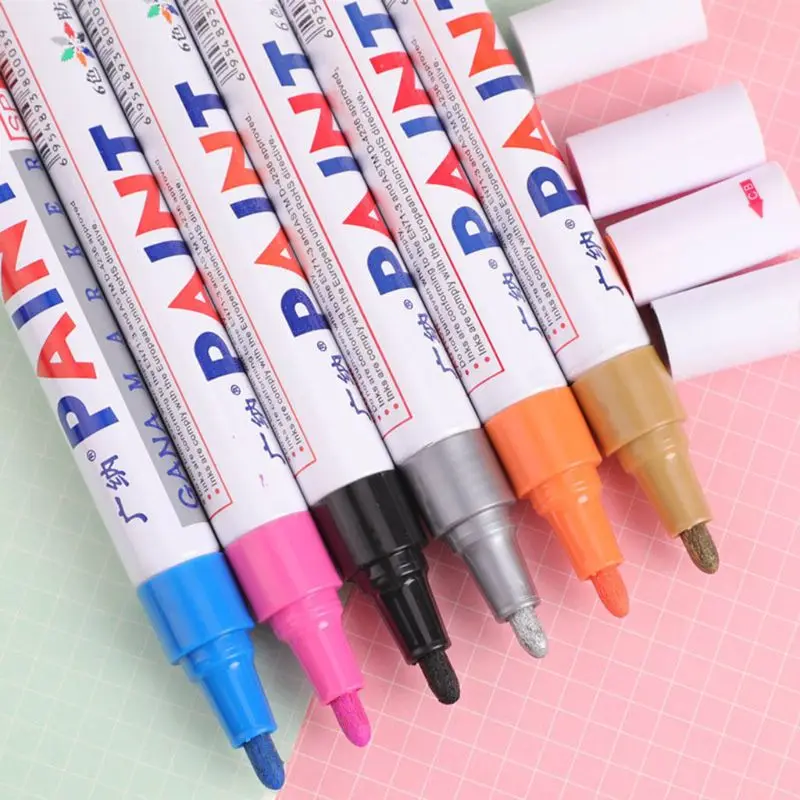 12 шт./лот, красочные водонепроницаемые ручки для автомобильных шин, металлические перманентные маркер-краски