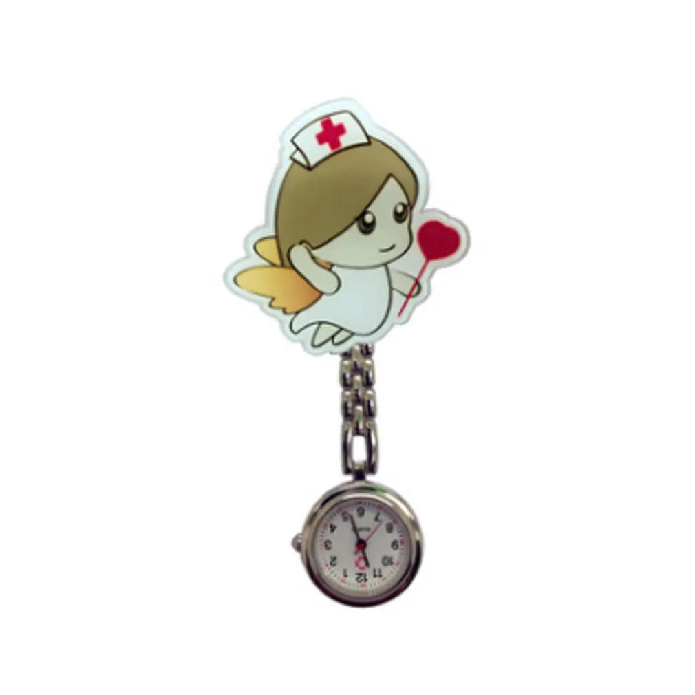 Cute Harajuku Nurse Pocket Watch Stainless Steel Fashion 3D Cartoon Doctor Nurse Pocket Fob Watch Hang Clip Watches A40