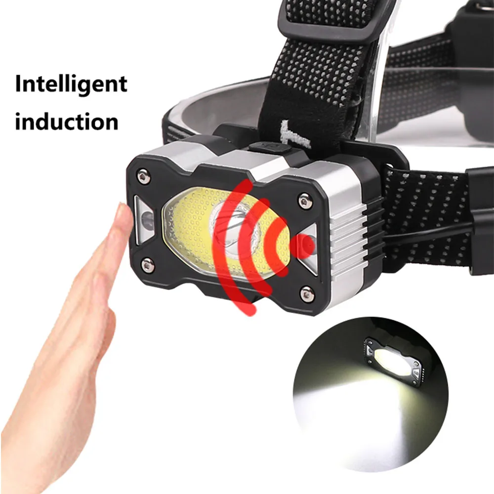 Головной светильник с датчиком движения тела, красный светильник, головной светильник, перезаряжаемый через USB, налобный фонарь, светодиодный головной фонарь, аккумулятор 18650