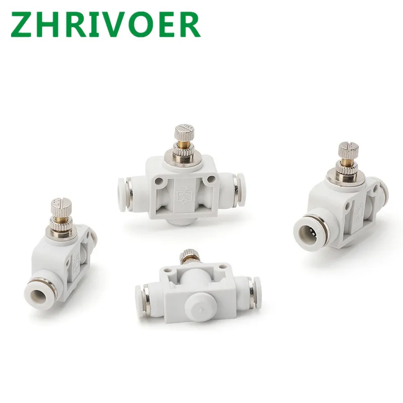 OD Tube Flow control Throttle valve Pneumatic Fittings Pneumatic type speed control connector White DSA 4 6 8 10 12MM