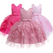 Элегантное праздничное платье принцессы; свадебное платье; Детские платья для девочек; костюм подружки невесты; рождественское платье; vestido От 1 до 5 лет