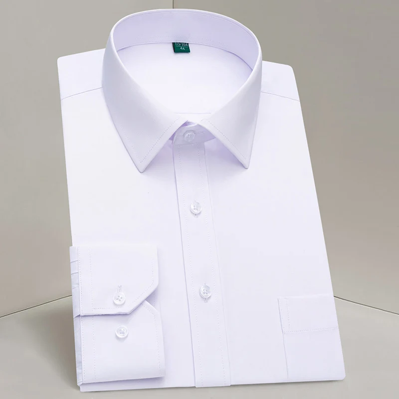Tasa de descuento Camisa Formal de manga larga para hombre, ropa de negocios de calidad, con bolsillos en el pecho, color blanco, azul claro, negro y rosa mmQKMgbDD37