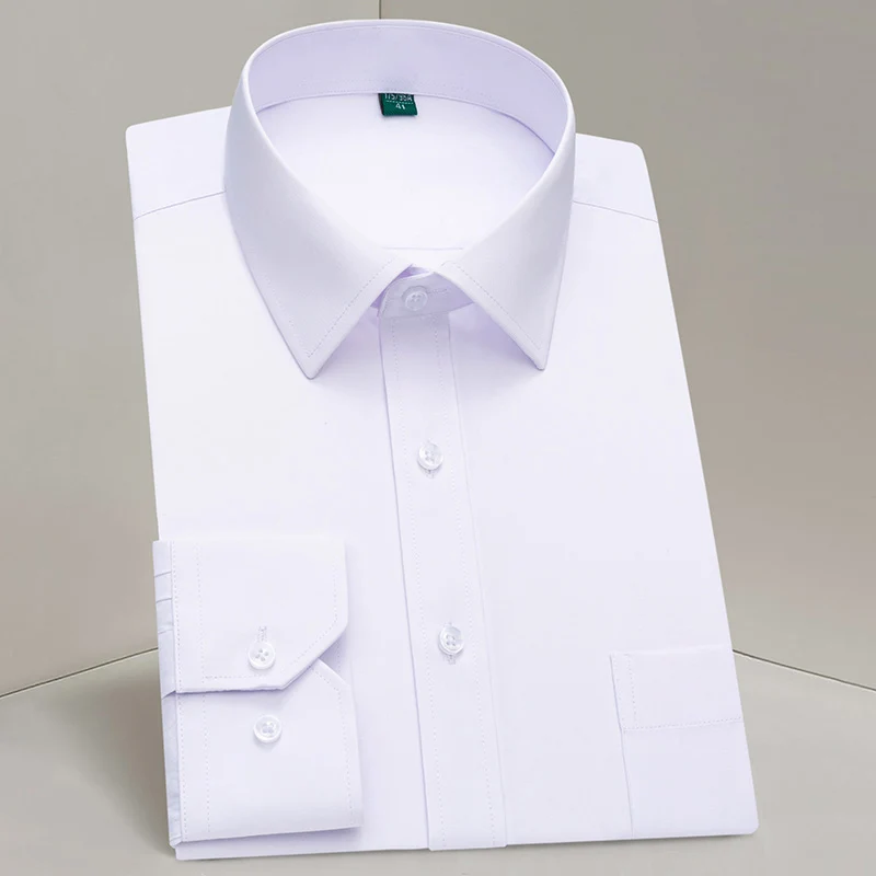 Formal-Shirt Social-Dress Office-Light Long-Sleeve Black White Mens Business Solid Work