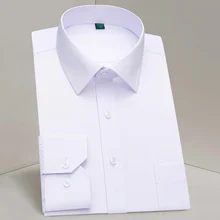 Breast Pocket White Formal Shirt Mens for Business Solid  Social Dress Men Shirts Long Sleeve Work office Light Blue black pink