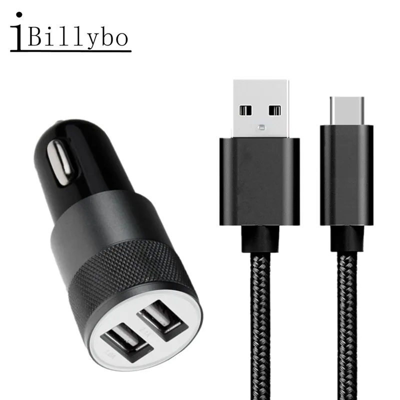 2USB выход Автомобильное зарядное устройство Быстрая зарядка 1 м кабель типа C для Redmi Note 8 Pro samsung Note 10 Plus Oneplus 6t 7t 7 Pro Cabo Tipo C