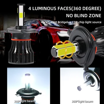 

9V-32V Car Auto Mini LED Headlights Lamps Bulbs 6500K Waterproof For H4/HB2/9003