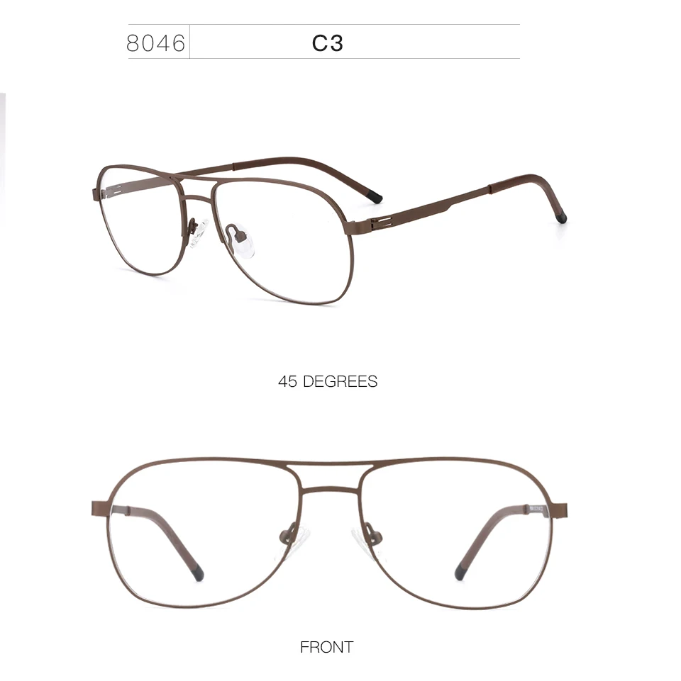 Metal Full Eyeglasses Frame Men Super Light Metal Retro Optical Glasses Frame Legs Unique Design #8046