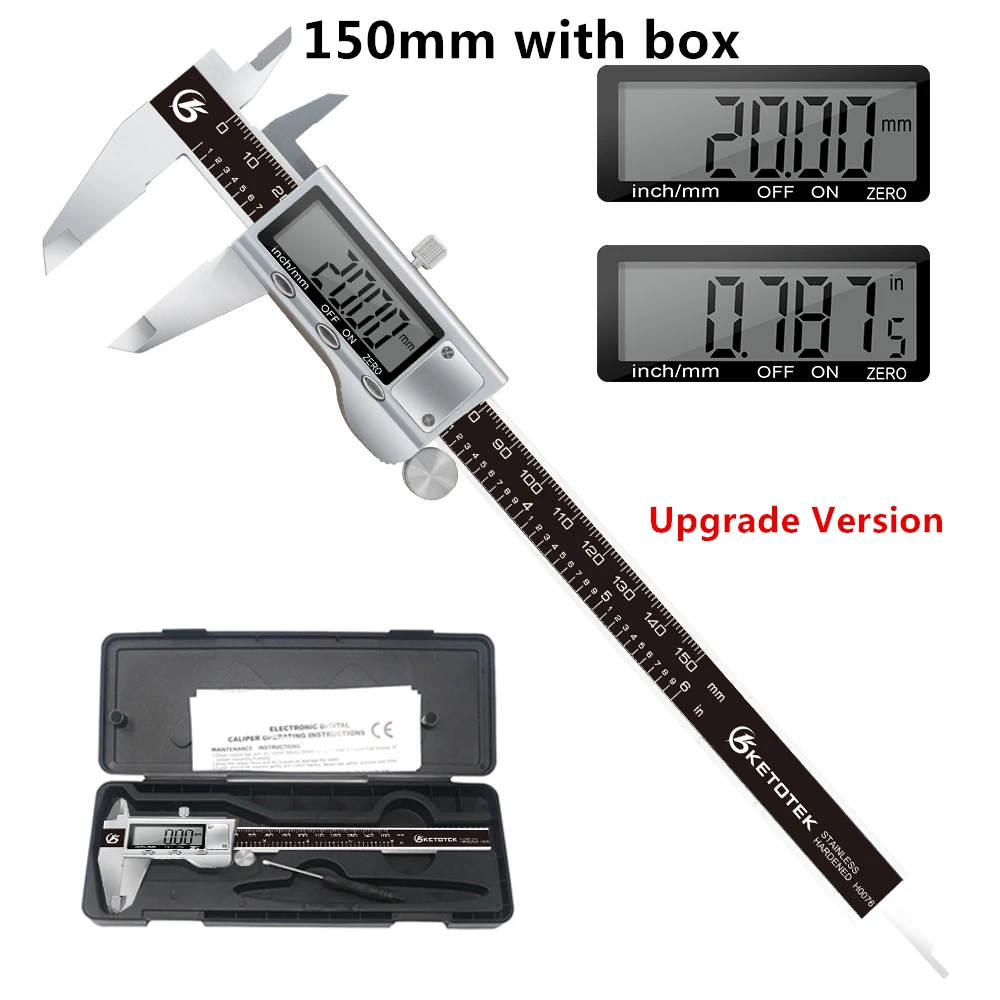 Stainless Steel Electronic Digital LCD Vernier Calip Guage 150mm Micrometer O2E4 