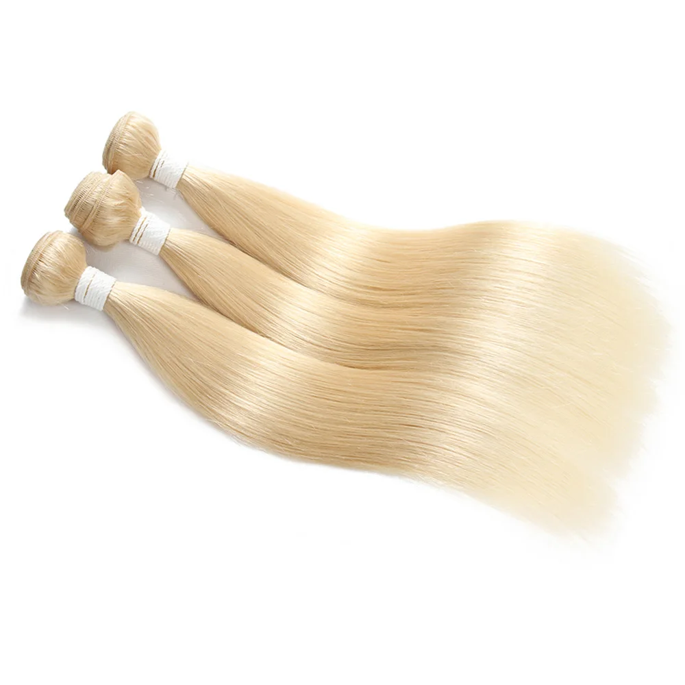 Бразильский блонд 613 натуральные кудрявые пучки волос 8-26 дюймов Эйфория Омбре цвет прямые человеческие волосы Уток Наращивание Remy ткачество - Цвет: #613