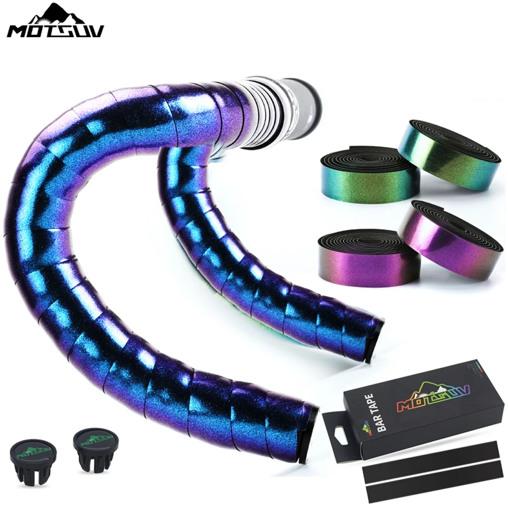 

Лента для руля велосипеда MOTSUV, хамелеон с градиентом, острый, из ЭВА, полиуретан, светоотражающая полоска для руля велосипеда