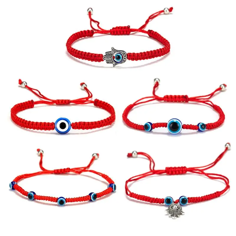 Luck Bracelet Jewelry Eye-Beads Kabbalah Evil Red String Adjustable Turkish Blue 5pcs