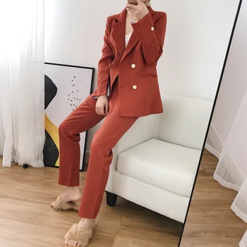

Spring autumn elegant Office Lady blazer OL suit women pants suits set 2 pieces blazer set Overalls pant suits for women suits