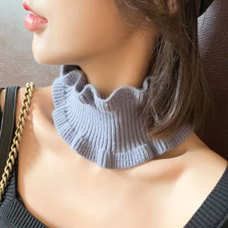 Женский шарф съемный воротник белый свитер водолазка Черный Съемный