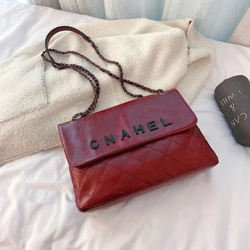 Женская сумка, новинка, сумка-мессенджер с дикой текстурой, сумка channels, шикарная женская сумка на плечо с цепочкой - Цвет: Красный