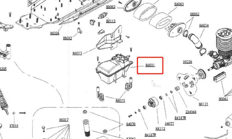 Serbatoio Carburante Originale Ofna/Hobao Racing 86031 Per Hyper 1/8 St Pro/Rtr Truggy