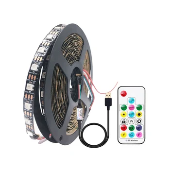 

1-5m USB RGB WS2812B LED Strip Addressable Pixel Tape 3/14/17Key SP110E USB Controller For TV Back Under Cabinet Lamp DC5V