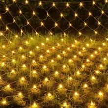 Thrisdar 2x2M 2X3M светодиодный сетчатый Сказочный светящийся шнурок, дерево-светло-бежевый палантин, Рождественская елка, отель, уличная, праздничная Свадебная сетка, сосулька, свет