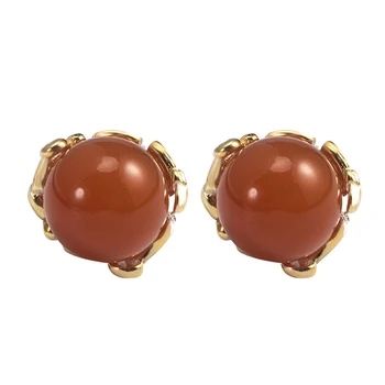 

Silver 925 Jewelry Earrings 8mm Natural Red Agate Stud Earrings For Women Wedding Gift Party Fashion Jewelry
